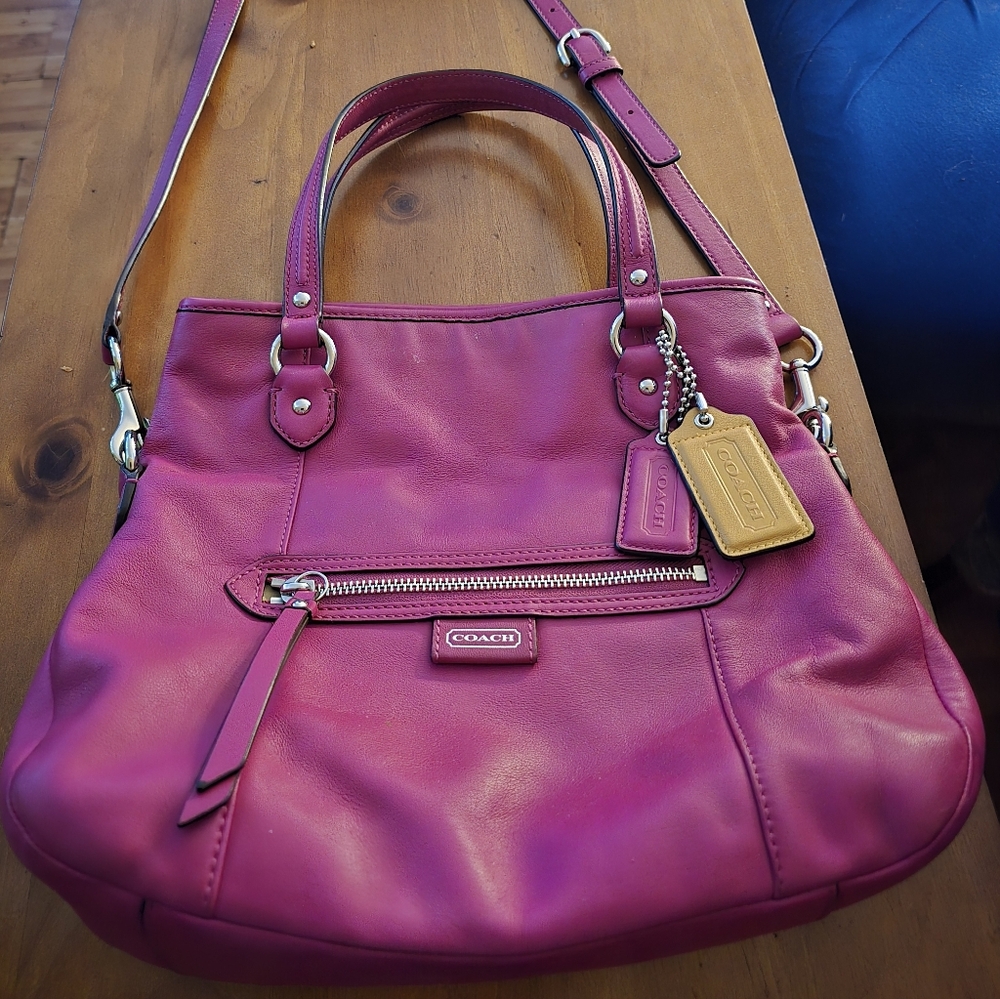 Coach Magenta Leather Shoulder Bag